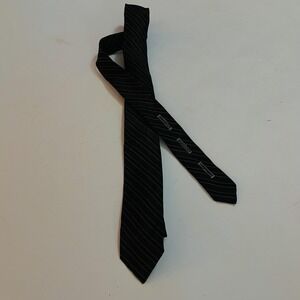 Vintage‎ Smoothie Tie Mens One Size Black Striped Skinny Button Down Necktie